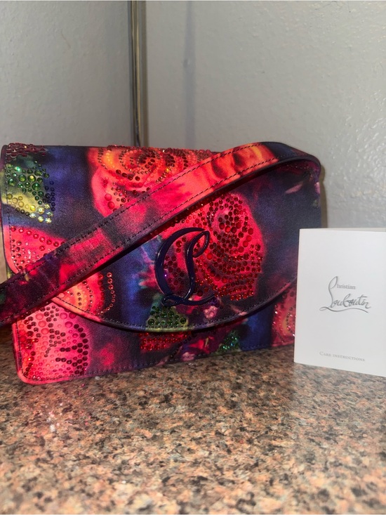 Christian Louboutin Handbags - Christian Louboutin Loubi54 Rose Print Strass Satin Crossbody Bag ✅authentic✅